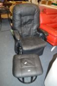 Leatherette Rocking Swivel Chair with Footstool