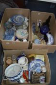 Three Boxes of Assorted Pottery Items, Teapots, Bo