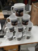 *12 Porcelain Mug Depicting Race Horses