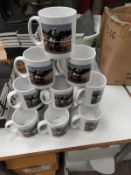 *12 Porcelain Mug Depicting Race Horses