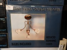 *Regent Mains Voltage Halogen Three Branch Antique