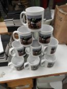 *12 Porcelain Mug Depicting Race Horses
