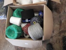 *Box Containing Mixed Cones of Wool