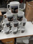 *12 Porcelain Mug Depicting Race Horses