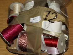 *Box of Assorted Mixed Threads, Ribbons, Cords, et