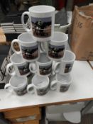 *12 Porcelain Mug Depicting Race Horses