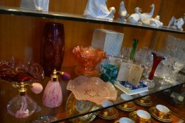 Decorative Glassware Including Atomisers, Cranberr