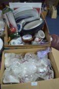Two Boxes of Household Glassware, Pottery, etc.