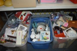 Three Plastic Containers of Household Goods; Potte