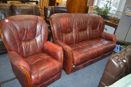 Three Seat Leather Sofa and Matching Armchair