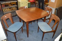 Retro Teak Dining Table with Four Chairs