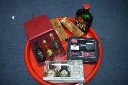 Tray of Spirits Miniatures Including Half Bottle o