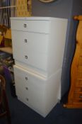 Two White Three Drawer Chests