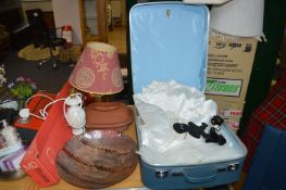 Suitcase Containing Wedding Dress, Lamps, T-Square