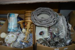 Two Boxes of Household Items, Glassware, etc.