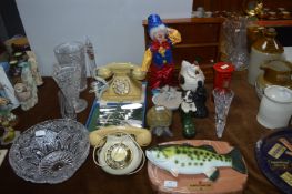 Assorted Items Including Telephone, Miniature Wood