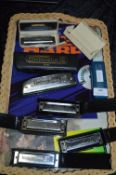 Seven Harmonicas Including Hohner and Le Oskar
