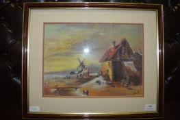 Original Oil Pastel by Jane Pearson - Windmill