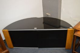 Black Glass & Wood TV Stand