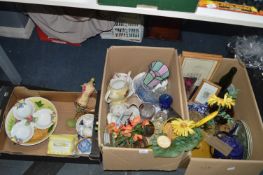 Three Boxes of Assorted Pottery Items, Teapots, Pl
