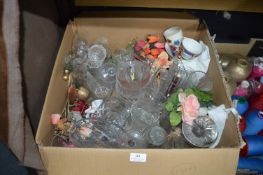 Box of Assorted Glassware, Pottery, etc.