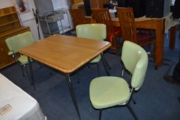 1960's Kitchen Table with Three Vinyl Upholstered