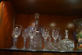 Cut Glass Crystal Decanter, Wine Glasses, etc.