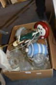 Box of Glassware, Table Lamp, etc.