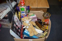 Large Box of Household Goods, Toy Robot, etc.