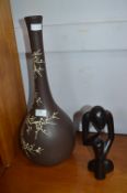 Oriental Style Vase and an African Wood Carving