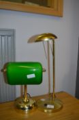 Two Brass Effect Desk Lamps
