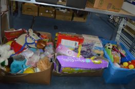 Three Boxes of Soft Toys, Board Games, etc.