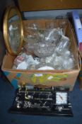 Box of Glassware, Decorative Items, Mirrors, etc.