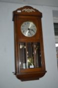 Oak Cased Wall Clock with Westminster Chimes