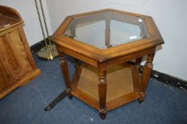 Glass Topped Hexagonal Coffee Table with Berge She