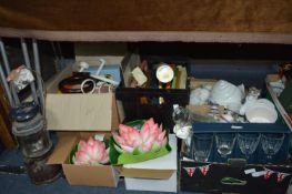 Lot of Houseware; Framed Pictures, Tilley Lamp and