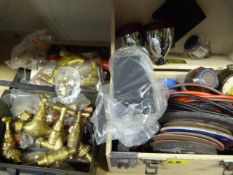 Two Boxes Containing Brass Taps, Pressure Gauges,