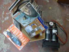 Box Containing Foot Pumps, LED Lamp, Tyre Pressure
