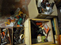 Two Large Boxes of Tools Including Sockets, Car Pa