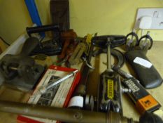 Small Mixed Lot of Vintage Tools; Flat Iron, Hole