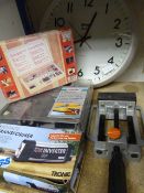 Mini Craft Cordless Drill, Wall Clock, Vice. Trans