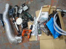 Box Including Hand Tools, Spotlight, Car Radios, e