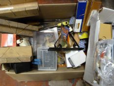 Box of Screws, Files. Rawl Plugs, Mitre Blocks, et