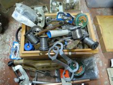 Box of Plumbing Tools and Accessories Including Pi