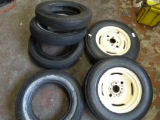 Two Austin Wheels and Four Tyres