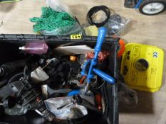 Mixed Box of Car Parts, Stowage Nets, Drill, Brace