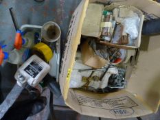Large Box of Bolts, Hinges, Adhesives, Cleaning Pr