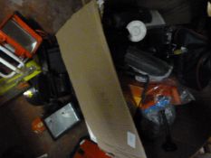 Box of Lamps, Spotlights, Tools, Bike Parts, etc.
