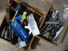 Two Boxes Containing Spanners, Punches, Spark Plug