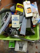 Box Containing Car Fluids, Wax, Jump Leads, Tune-u